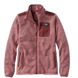 LL Bean Sweater Fleece Full Zip Overlay Jacket Sz S Reg
